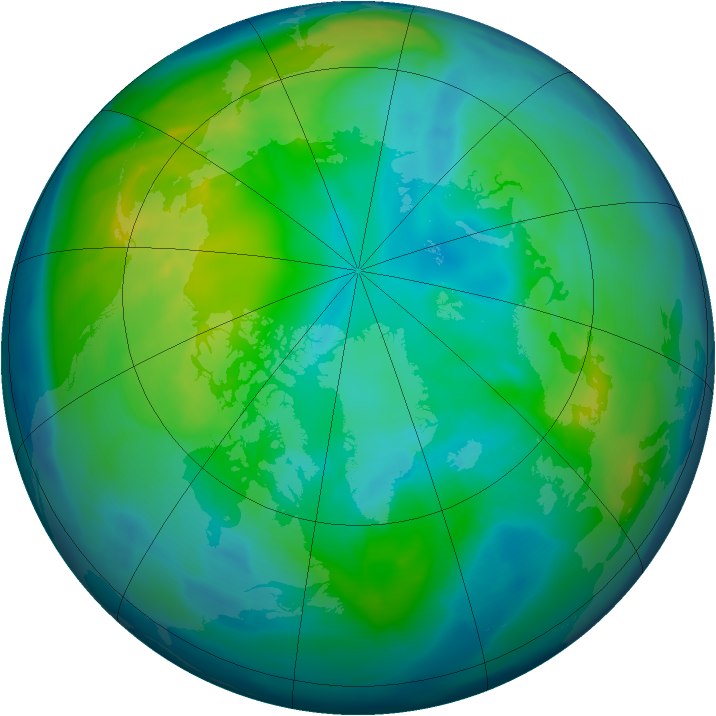 Arctic ozone map for 25 October 2010